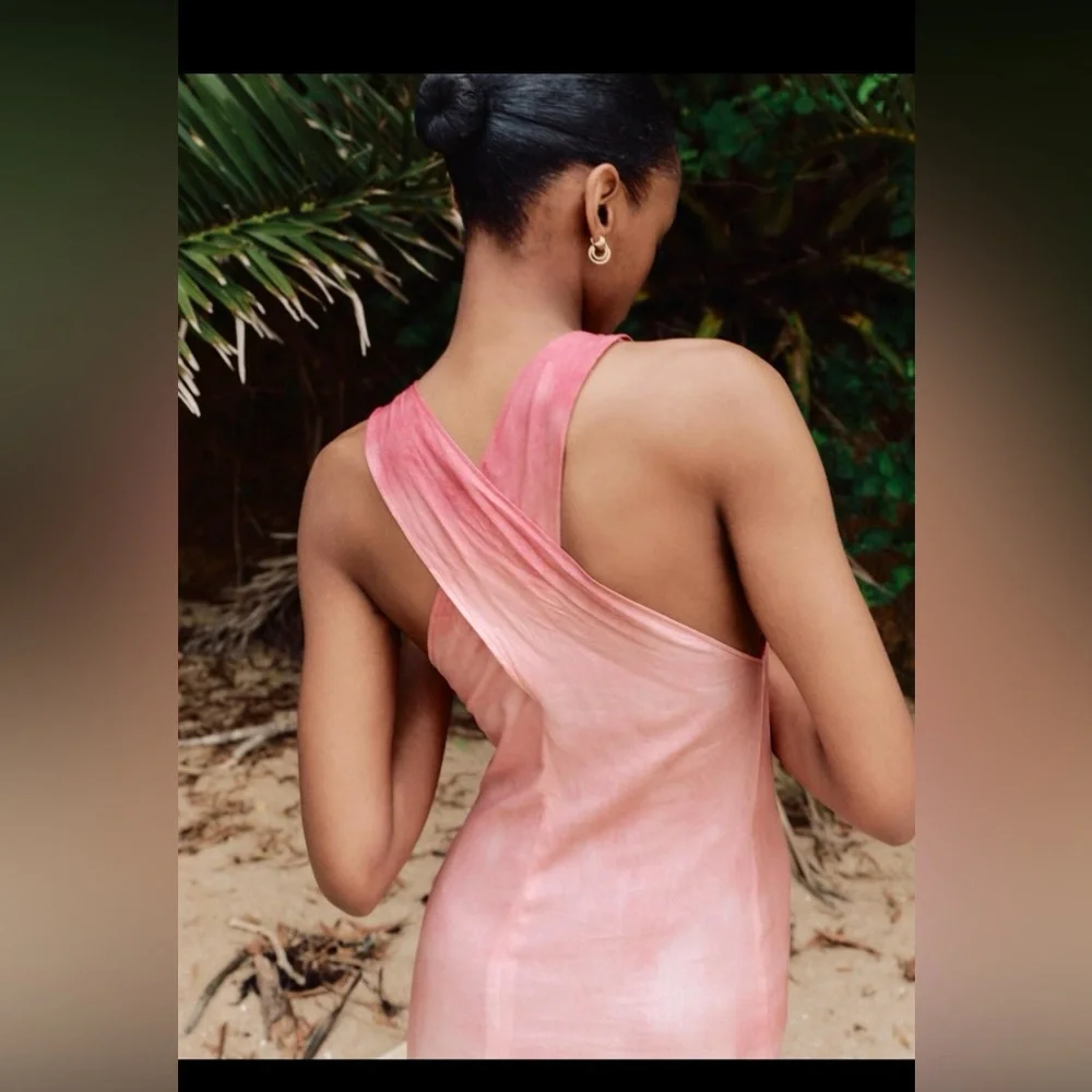 Zara Linen Blend Tie Dye Midi Dress Resort Beachy Summer, size XS - Picture 7 of 11